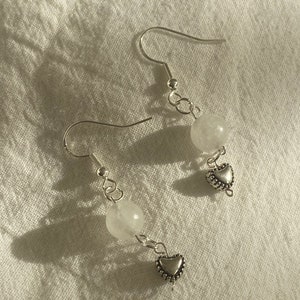 Aesthetic silver heart earrings