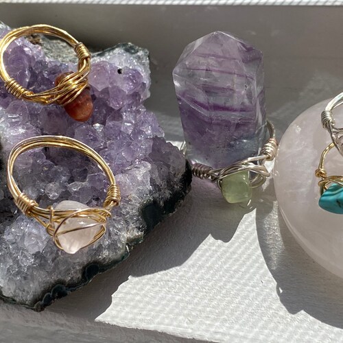 Wire Wrapped Crystal Rings - Etsy