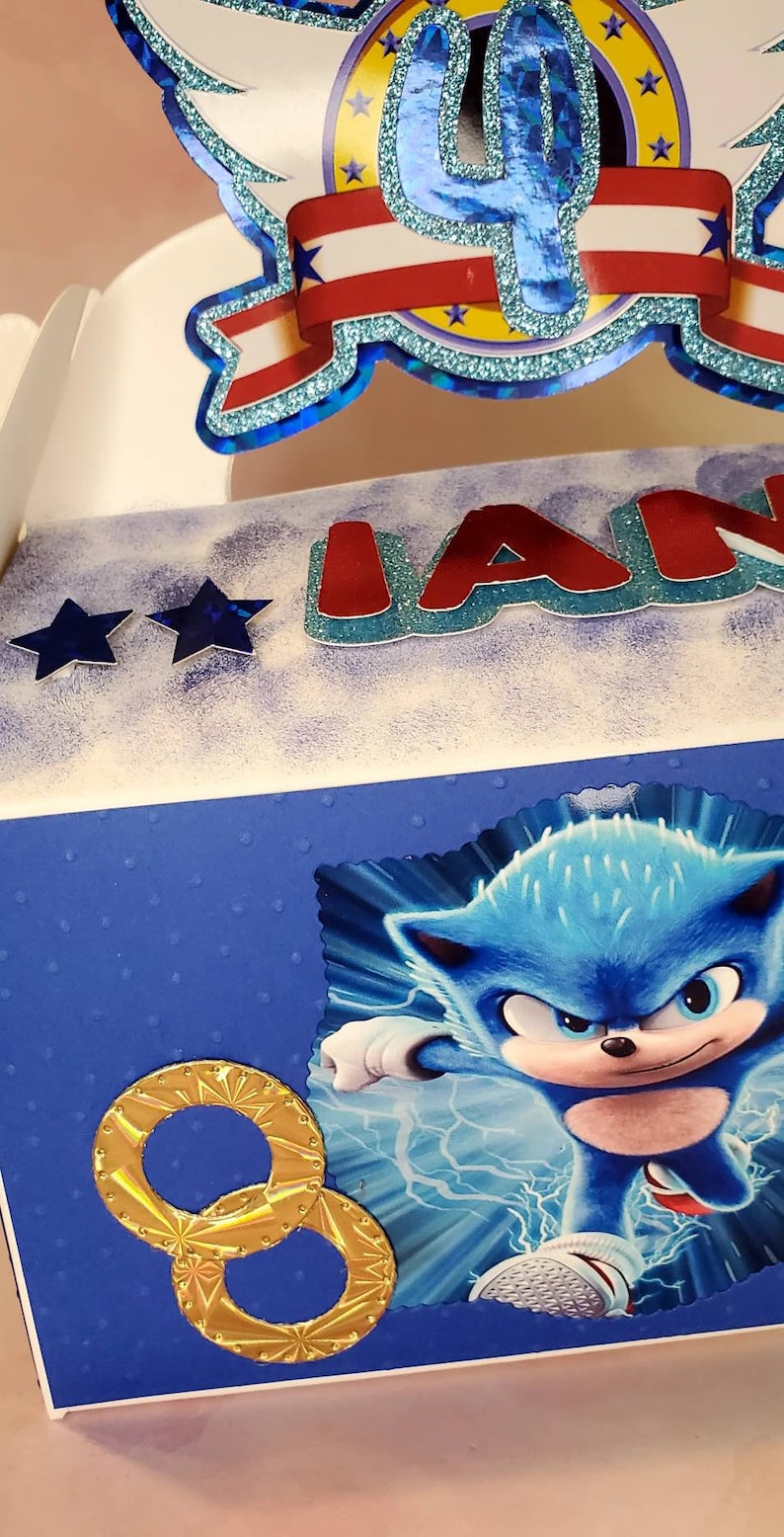 Sonic Party Box Sonic Treat Box Sonic Party decor Gift Box Birthday boy Gable box Sonic Gift Box or Him