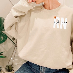 CUSTOM Nurse Sweatshirt RN, Personalized Nurse Sweater, Chic Nurse Shirt, New Nurse Gift Picu Nursing Crewneck, Registered Nurse NICU Nurse
