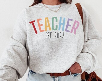 TEACHER Crewneck Sweatshirt, New Teacher Gift, Teacher Shirts Teacher Graduation Gifts TEACHER Sweatshirt Retro Teacher Tee Teacher Gift
