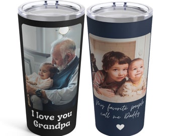 Tumbler Personalized Photo Tumbler for Dad, Fathers Day Gift for Grandpa Custom Picture Tumbler for Him New Dad Gift Logo Coffee Mug Custom