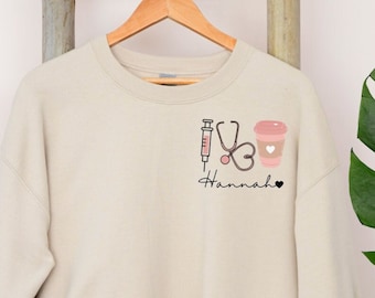 CUSTOM Nurse Sweatshirt Personalized Nurse Sweater Xmas Nurse Crewneck New Nurse Gifts Nurse Shirt Nursing Sweater Registered Nurse RN LPN