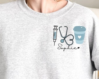 Personalized Nurse Sweatshirt, Custom Nurse Sweater Gifts for Nurse, Nurse Crewneck, Nursing Sweater Registered Nurse RN Nurse Gifts, RN Tee