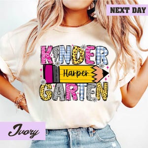 Personalized Kindergarten Tshirt Girls Custom Kids Name Back To School Shirt Toddler Kid Kindergarten Shirt With Name Kindergarten Girl Gift
