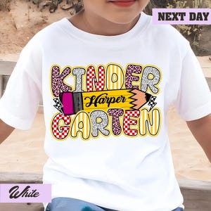 Personalized Kindergarten Tshirt Girls Custom Kids Name Back To School Shirt Toddler Kid Kindergarten Shirt With Name Kindergarten Girl Gift