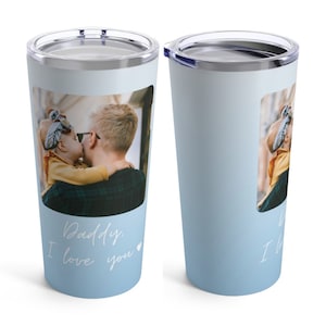 Tumbler Personalized Picture Dad Custom Photo Tumbler Personalized Father&#39;s Day Gift for Dad Custom Picture Mug Grandpa Pop Ombre Blue Green