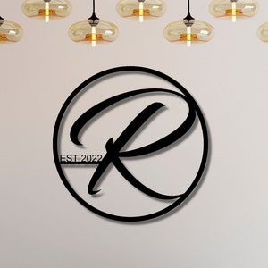 Personalisierte Familienname Metallschild, Metall etabliertes Familienschild, Housewarminggeschenk, Türhänger, Hochzeitsgeschenk, Metallmonogrammschild