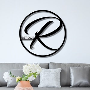 Custom Metal Name Sign, Family Name Metal Sign, Personalized Last Name Sign, Door Hanger, Outdoor Metal Sign, Wedding Gift, Monogram Sign