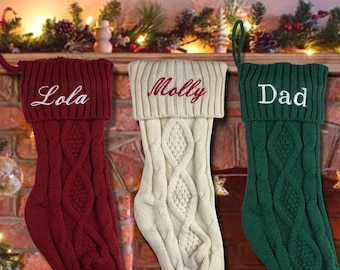 Christmas Stocking, Personalized Christmas Stockings, Christmas Gift, Embroidered Christmas Stocking, Custom 2023 Stockings, Knit Stocking