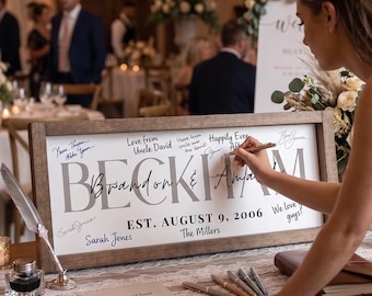 Wedding Guest Book Alternative Sign, Personalized Wedding Sign with Signatures, Custom Last Name Sign, Wedding Reception Decor