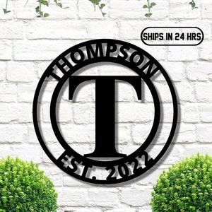 Benutzerdefinierte Metall Namensschild, Familienname Metallschild, personalisiertes Nachnamenschild, Türschild, Outdoor-Metallschild, Hochzeitsgeschenk, Monogrammschild