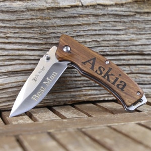 Groomsmen Proposal, Personalized Knife, Engraved Pocket Knife, Hunting Knife, Custom Knife, Folding Knife, Groomsmen Gift, Groomsman Gift