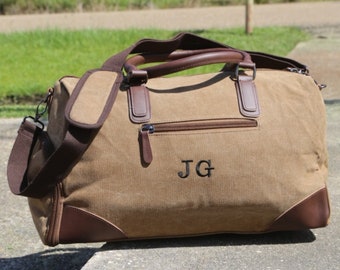 Personalized Groomsmen Leather Bag, Personalized Duffel, Groomsmen Proposal, Groomsmen Gift, Engraved Canvas, Personalized Travel Bag, him