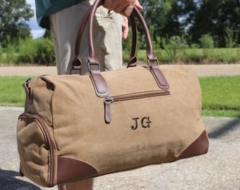 Personalized Mens Leather Bag, Groomsmen Proposal, Monogrammed Duffel, Leather Tote, Groomsmen Gift, Embroidered Travel Bag, Groomsman Gift