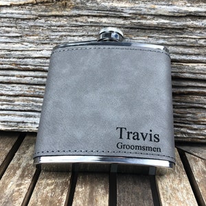 Personalized Leather Flask, Groomsmen Flask, Engraved Flask, Hip Flask, Custom Flask, Monogrammed Flask, Flask for Groomsmen,Groomsman Flask