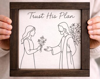 Minimalist Christian Wall Art, Trust His Plan Sign, Neutral Faith Decor, Modern Farmhouse Christian Decor, Simple Scripture Sign