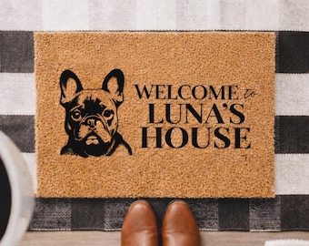 French Bulldog Doormat Frenchie Welcome Mat Dog Lover Gift Dog Doormat Pet Owner Front Door Welcome Rug