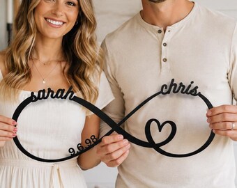 Anniversary Gift for Couple, Personalized Infinity Sign, Custom Metal Name Sign, Wedding Anniversary Gift