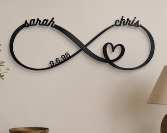 Wedding Gift for Couple, Personalized Infinity Name Sign, Custom Metal Wall Decor, Newlywed Gift, Last Name Sign