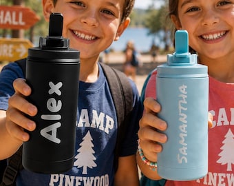 Personalized Kids Water Bottle Gift, Custom Name Tumbler for Kids, Laser Engraved Bottle, Birthday Gift for Boys and Girls