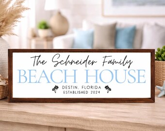 Custom Beach House Sign Gift, Personalized Coastal Family Name Sign, Vacation Home Gift Idea, Housewarming Gift Beach House Decor