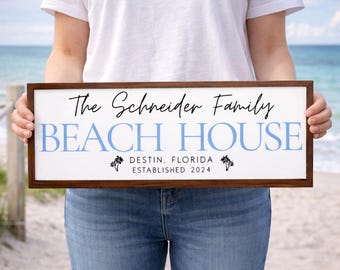 Personalized Beach House Airbnb Sign, Custom Vacation Rental Decor, Coastal Welcome Sign, Beach House Name Sign with Location