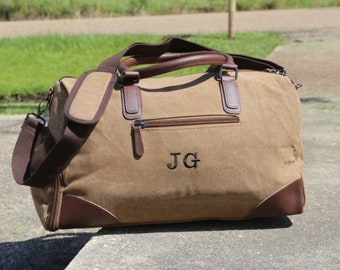 Personalized Mens Leather Bag, Groomsmen Proposal, Monogrammed Duffel, Leather Tote, Groomsmen Gift, Embroidered Travel Bag, Groomsman Gift