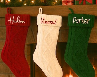 Christmas Stocking, Personalized Christmas Stockings, Christmas Gift, Embroidered Christmas Stocking, Custom Christmas Stockings, Red, Green