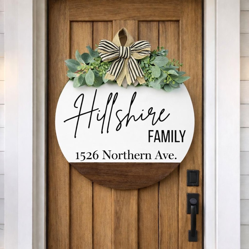 Personalized Address Door Sign Custom Family Name Address Sign Front ...
