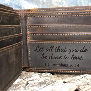 Cartera grabada para el marido, cartera personalizada para el marido, cartera de los hombres, cartera de cuero, regalo de graduación, regalo para el marido nunca olvidar