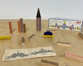 Mid Century 39 Juri 39 Erzgebirge Miniature Putz Village Houses cars Tiny German Wooden Diorama Vintage 1960s
