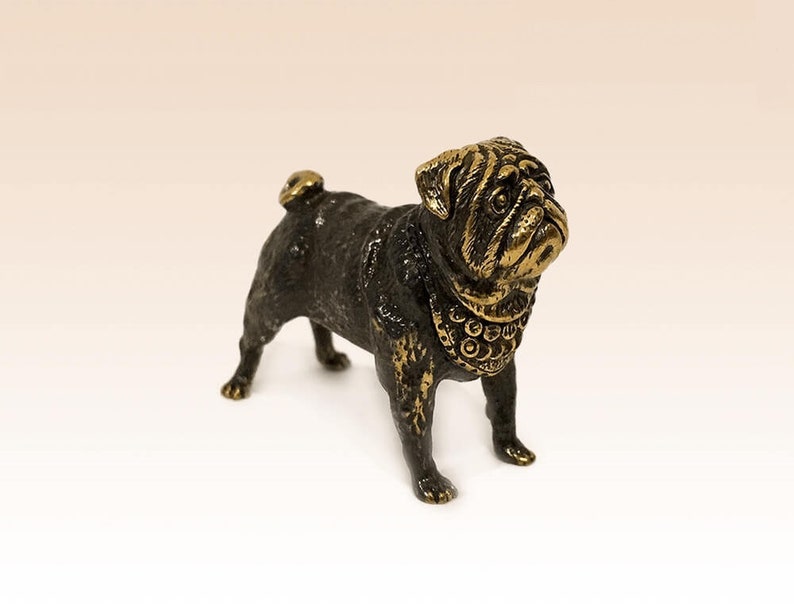 Pug Dog Miniature Bronze Figurine Statue Metal Sculpture Art Rar Pug Dog Miniature Bronze Figurine Statue Metal Sculpture Art Rar