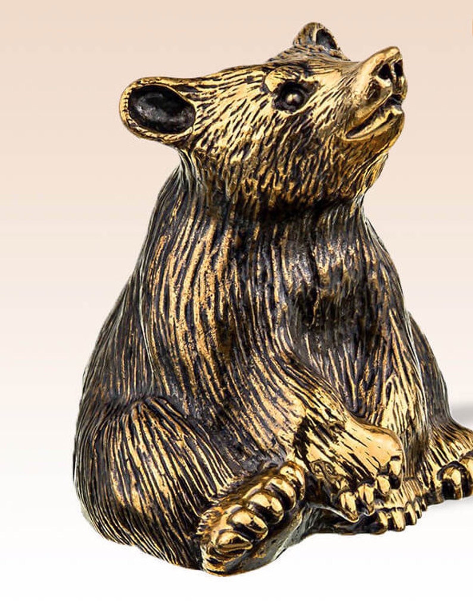 Bear cub Miniature Bronze Figurine Statue Metal Sculpture Art Etsy