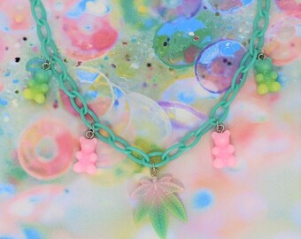 Kawaii Pastel Colour Aesthetic Charm Necklace, Festival & Rave accessories, Y2K, 90s Fashion