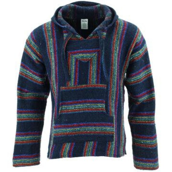 Mexikanischer Baja Hoodie Jerga Hoody DEEP BLUE STRIPE Etsy.de