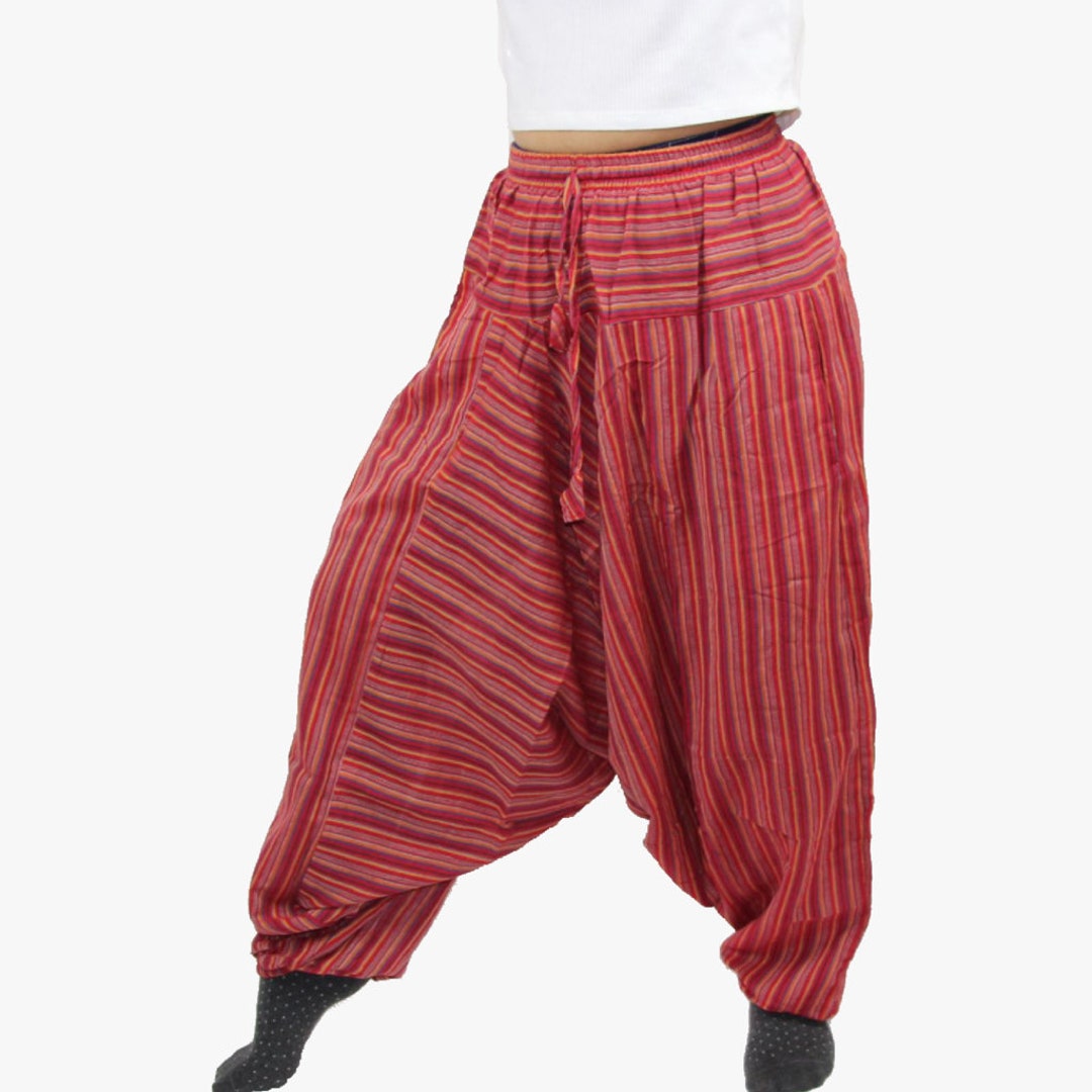 Comfy Harem Pants STRIPED RED / Boho Hippie / Pants / Yoga / - Etsy