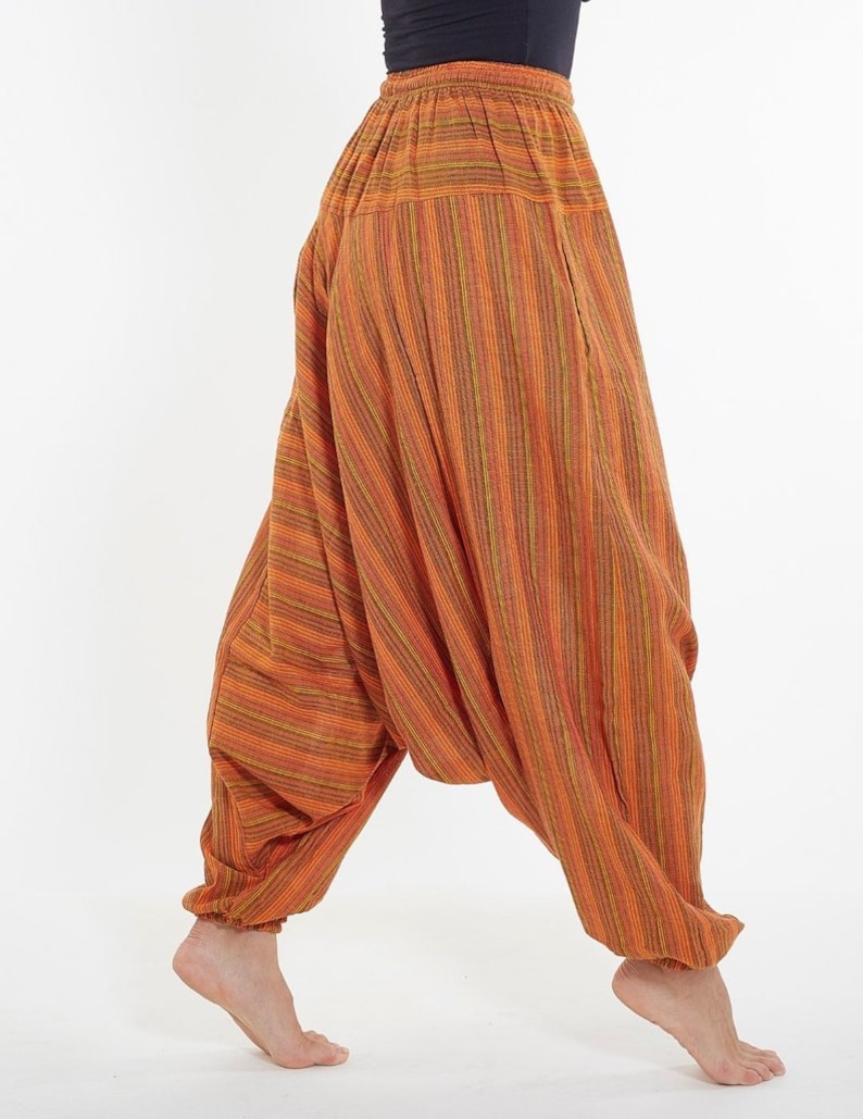 Comfy Harem Pants STRIPED ORANGE / Boho Hippie / Pants / Yoga / Clothes / men's pants / women's pants / unisex pants / Hippie pants image 2