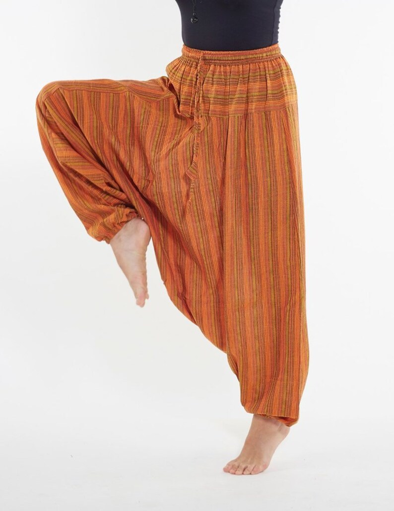 Comfy Harem Pants STRIPED ORANGE / Boho Hippie / Pants / Yoga / Clothes / men's pants / women's pants / unisex pants / Hippie pants image 3