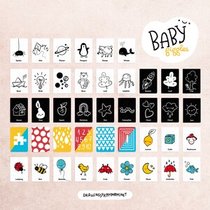 42 Baby Stimulation cards. Sensory Flash Cards, Montessori, Black, White & Color Shapes for Babies PDF Digital Download