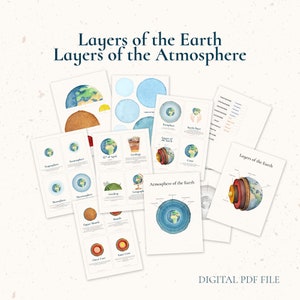 Earth and Atmosphere Layers - posters and cards, homeschool unit study, nature study, Montessori for toddlers and preschoolers