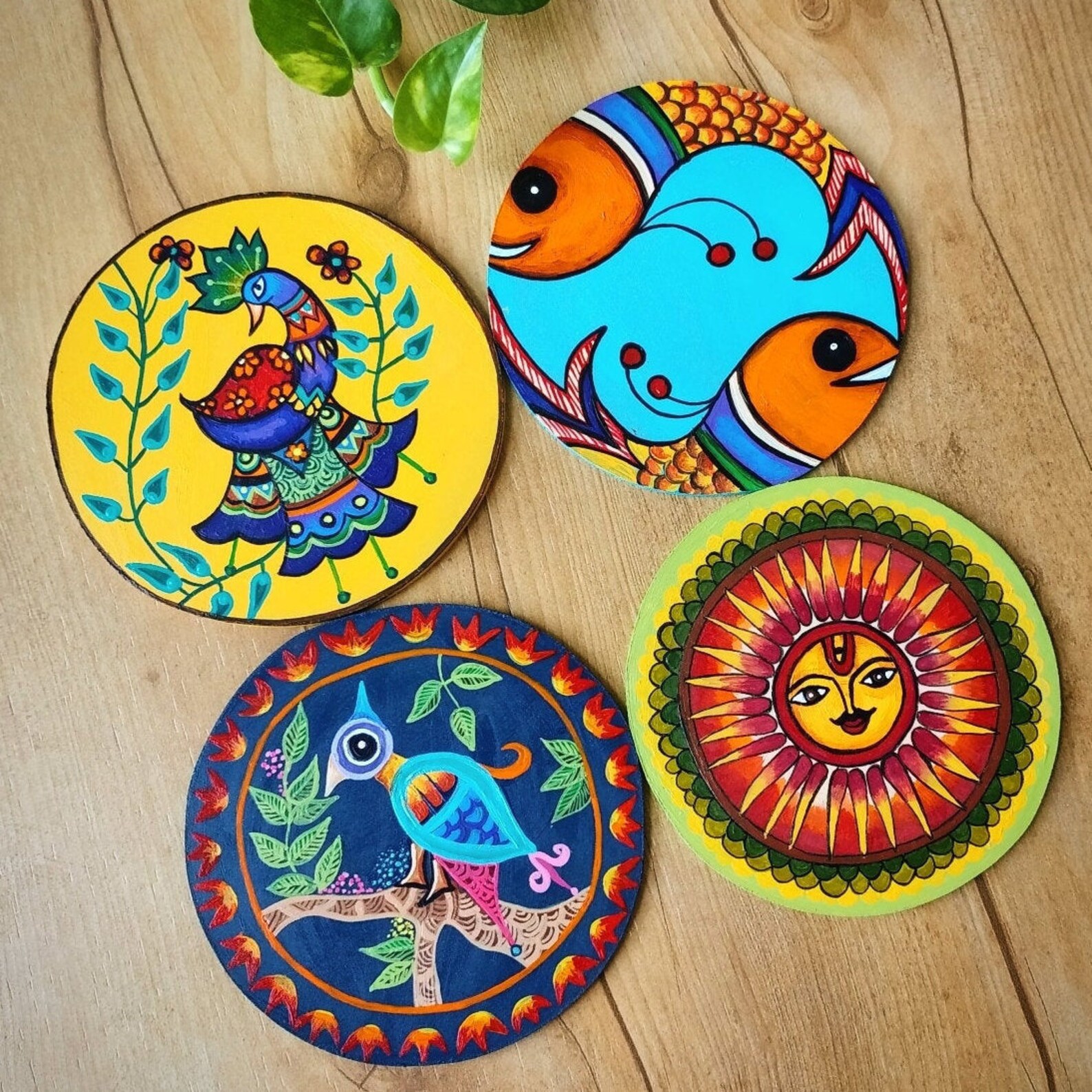 Madhubani coasters Dining decor table decor mdf wood Etsy