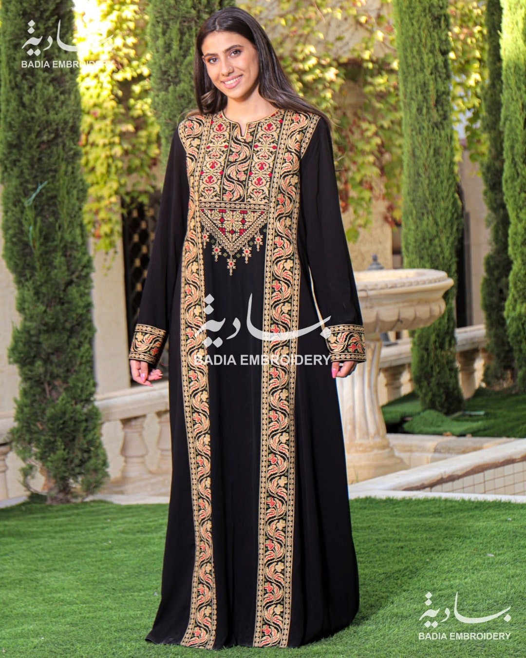 Elegant Falahi Stitch Thobe Dress / Palestine Embroidery / - Etsy