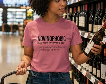 Camiseta unisex Novinophobic, Entusiasta del vino, Regalos para amantes del vino, Cata de vinos