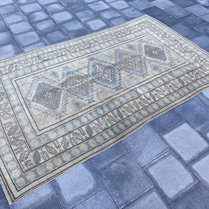 Bohemian rug, Turkish rug, Handmade rug, Floral rug, Overdyed rug, Vintage rug, Pastel rug, Green Area rug, 5.0 x 8.0 ft 150 x 245 cm image 1