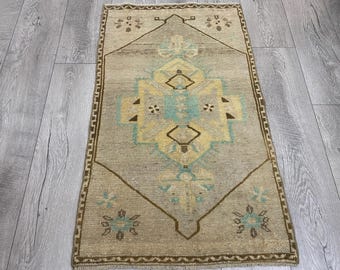 2x3 Brown rug, 2x3 Small rug, 2x3 Turkish rug, 2x3 Vintage rug, 2x3 Doormat rug, Oushak rug, Bath rug, Bohemian rug, Boho rug 2.0x3.3 ft