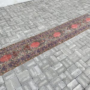 Handmade Turkish Wool Runner Rug: Vintage Patchwork Hallway Rug (1.9x10.5 ft)