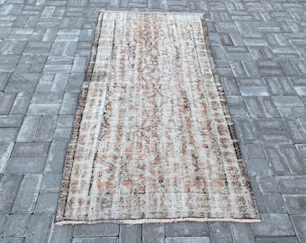 Vintage Turkish Oushak Rug: 3.2x6.4ft Orange Wool Bohemian Rug