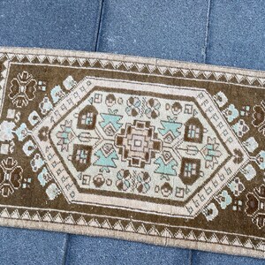 Small rug, Anatolian rug, Red Yellow rug, Turkish Vintage rug, Handmade rug, Bohemian rug, Doormat, Kitchen rug, Wool rug, 1.5 x 3.1 ft image 7