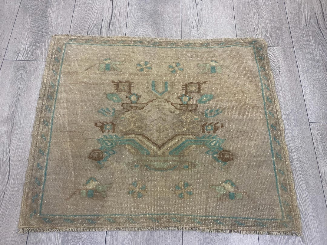 2x2 Square Rug, 2x2 Mini Rug, 2x2 Brown Rug, 2x2 Turkish Rug, 2x2 Small ...